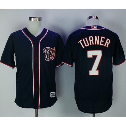 Washington Nationals #7 Trea Turner Navy Blue New Cool Base Stitched Jersey Men's