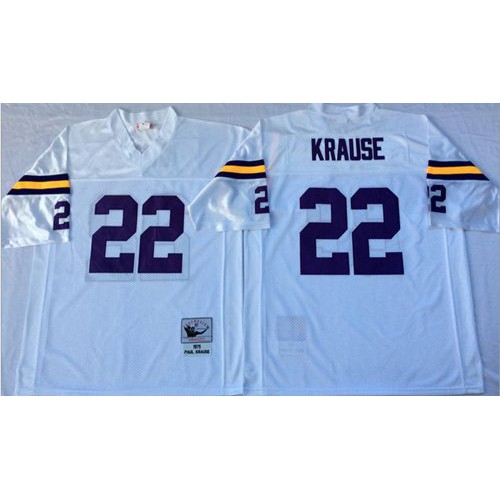 Mitchell And Ness Minnesota Vikings #22 Paul Krause White Throwback Stitched Jersey Men's