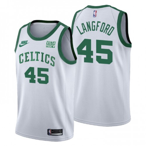 Boston Boston Celtics #45 Romeo Langford Mens Releases Classic Edition 75th Anniversary Jersey White Mens
