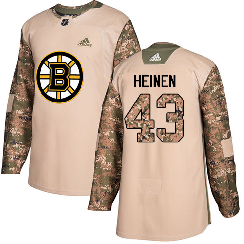 Adidas Boston Bruins #43 Danton Heinen Camo Authentic 2017 Veterans Day Stitched Jersey Men's