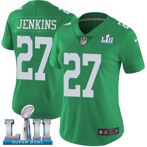 Philadelphia Eagles #27 Malcolm Jenkins Green Super Bowl LII Women's Stitched Limited Rush Jersey Womens