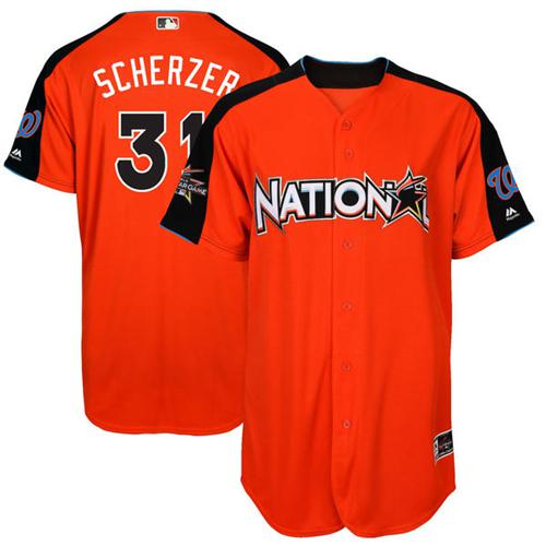 Washington Nationals #31 Max Scherzer Orange 2017 All-Star National League Stitched Jersey Men's