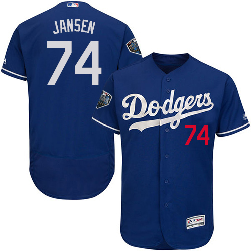 Los Angeles Dodgers 74 Kenley Jansen Blue Flexbase Authentic Collection 2018 World Series Stitched Jersey Men s