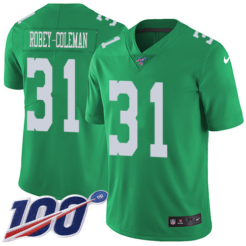 Philadelphia Eagles #31 Nickell Robey-Coleman Green Youth Stitched Limited Rush 100th Season Jersey Youth