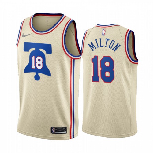Philadelphia Philadelphia 76ers #18 Shake Milton Cream Womens Swingman 2020-21 Earned Edition Jersey Womens