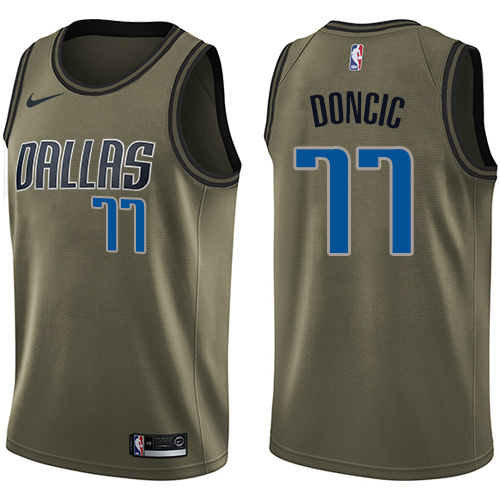 Dallas Mavericks #77 Luka Doncic Green Swingman Salute to Service Jersey Mens