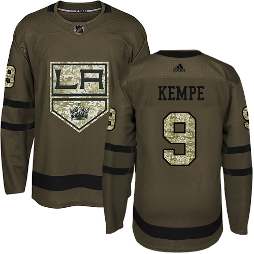 Adidas Los Angeles Kings #9 Adrian Kempe Green Salute to Service Stitched Youth Jersey Youth