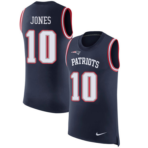 Patriots #10 Mac Jones Edelman Navy Blue Team Color Men's Stitched Limited Rush Tank Top Jersey