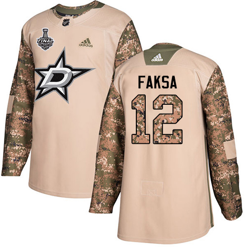 Adidas Dallas Stars #12 Radek Faksa Camo Authentic 2017 Veterans Day 2020 Stanley Cup Final Stitched Jersey Men's