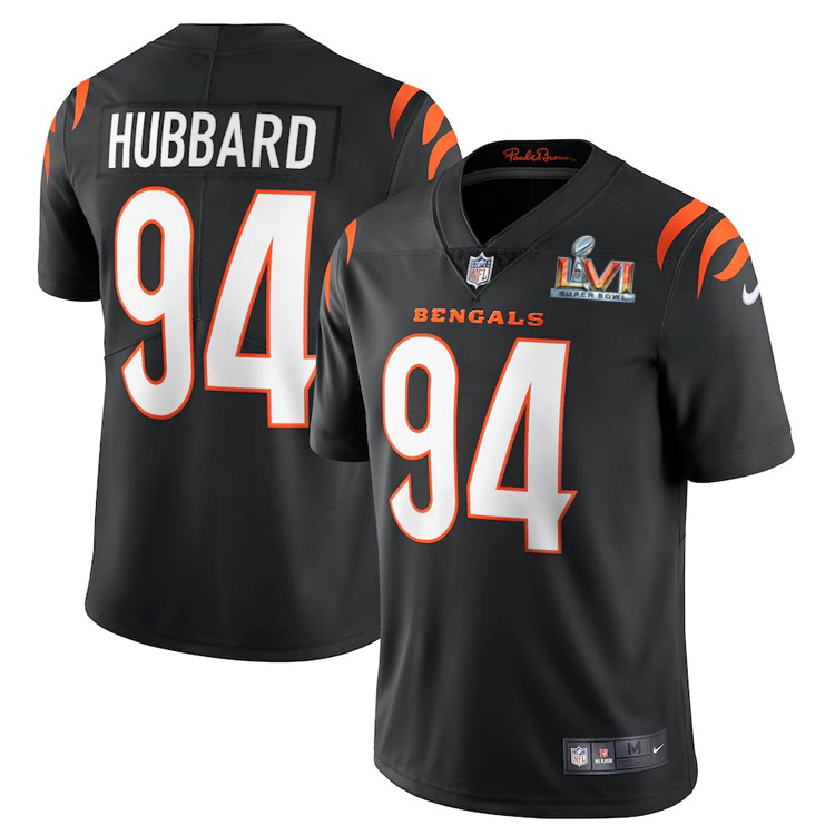 Cincinnati Bengals #94 Sam Hubbard Black Super Bowl LVI Patch Youth Vapor Limited Jersey
