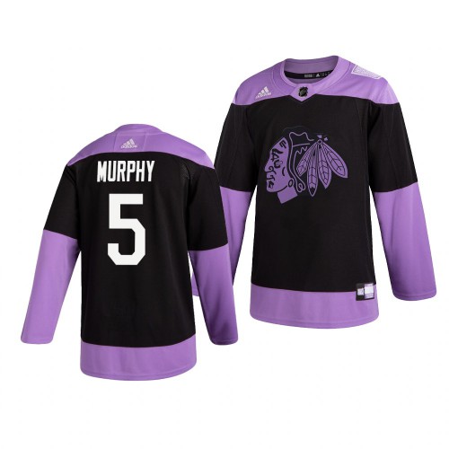 Chicago Chicago Blackhawks #5 Connor Murphy Adidas Men's Hockey Fights Cancer Practice Jersey Black Men's