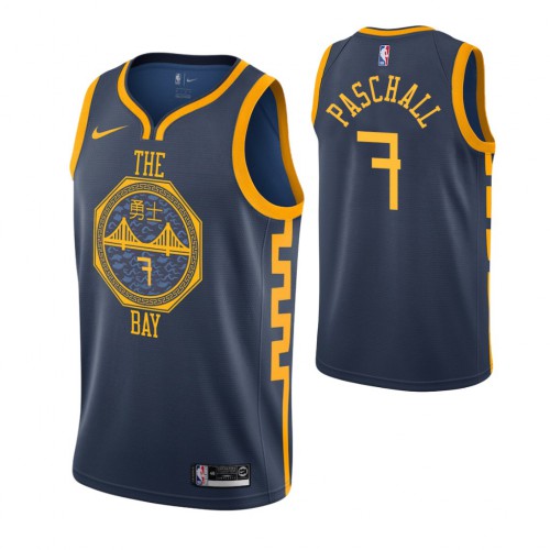 Golden State Warriors #7 Eric Paschall City Edition Navy Jersey Mens