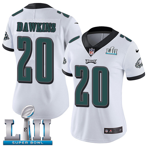 Eagles #20 Brian Dawkins White Super Bowl LII Women's Stitched Vapor Untouchable Limited Jersey