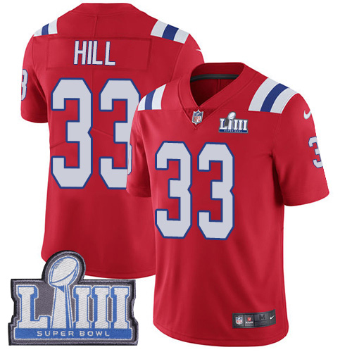 New England Patriots #33 Jeremy Hill Red Alternate Super Bowl LIII Bound Men's Stitched Vapor Untouchable Limited Jersey Men's