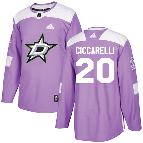 Adidas Dallas Stars #20 Dino Ciccarelli Purple Authentic Fights Cancer Stitched Jersey Men's