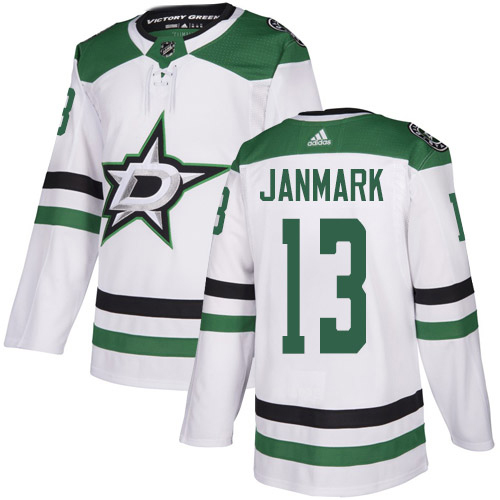Adidas Dallas Stars #13 Mattias Janmark White Road Authentic Stitched Jersey Men's