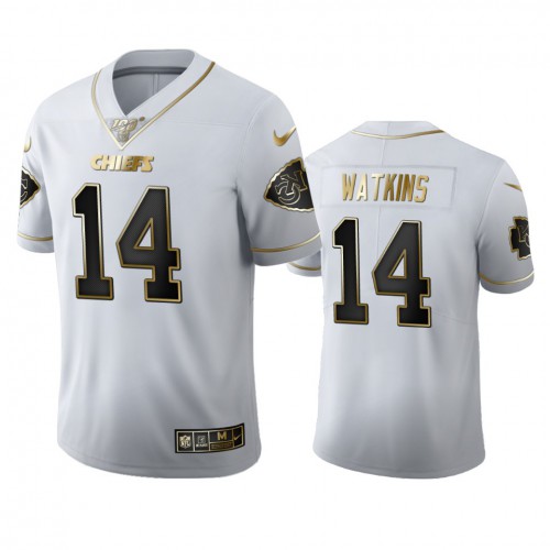 Kansas City Kansas City Chiefs #14 Sammy Watkins Men's White Golden Edition Vapor Limited 100 Jersey Men's