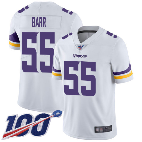 Minnesota Vikings #55 Anthony Barr White Men's Stitched 100th Season Vapor Limited Jersey Men's