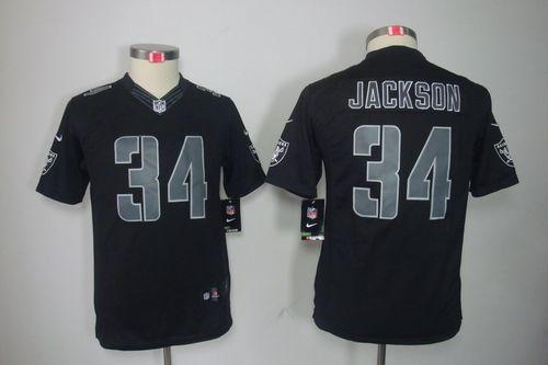 Raiders #34 Bo Jackson Black Impact Youth Stitched Limited Jersey