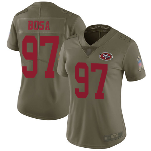 49ers #97 Nick Bosa Olive Women's Stitched Limited 2017 Salute To Service Jersey