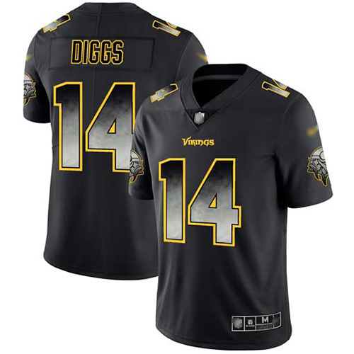 Minnesota Vikings #14 Stefon Diggs Black Men's Stitched Vapor Untouchable Limited Smoke Fashion Jersey Men's