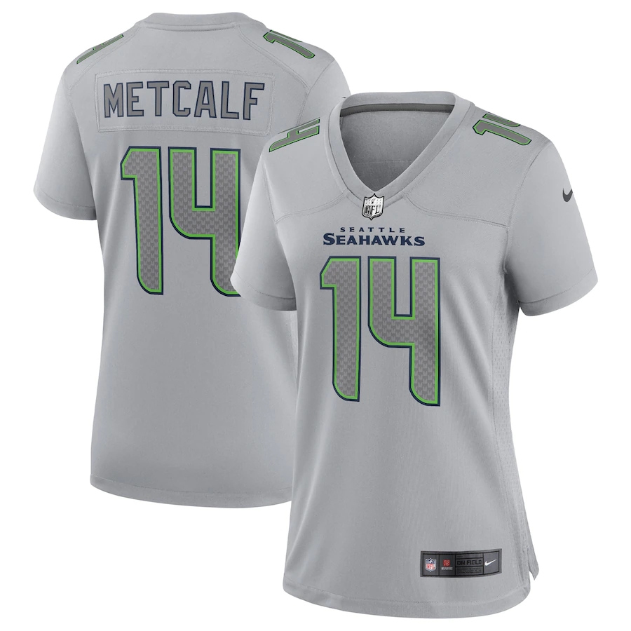 Seattle Seahawks #14 DK Metcalf Women's Gray Atmosphere Fashion Game Jersey