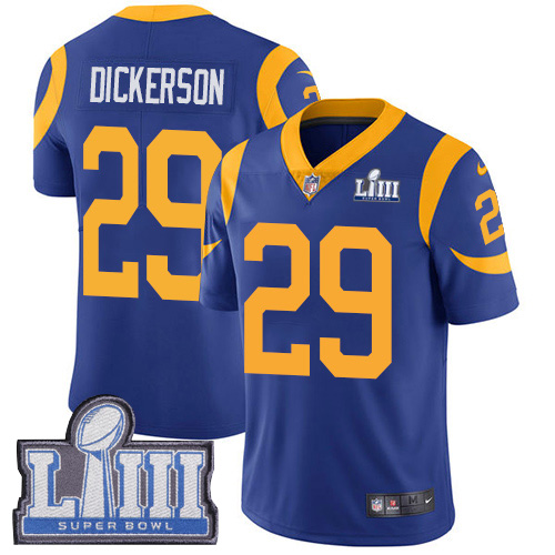 Rams #29 Eric Dickerson Royal Blue Alternate Super Bowl LIII Bound Men's Stitched Vapor Untouchable Limited Jersey