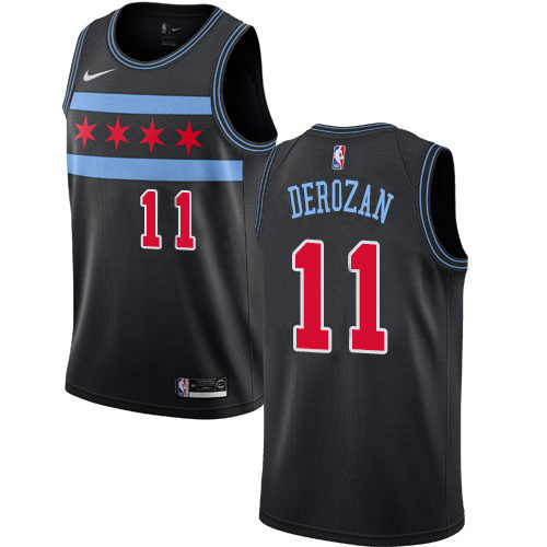 Chicago Bulls #11 Demar Derozan Black Swingman City Edition 2018/19 Jersey Mens
