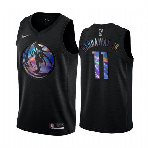 Dallas Mavericks #11 Tim Hardaway Jr. Mens Iridescent Holographic Collection Jersey - Black Mens