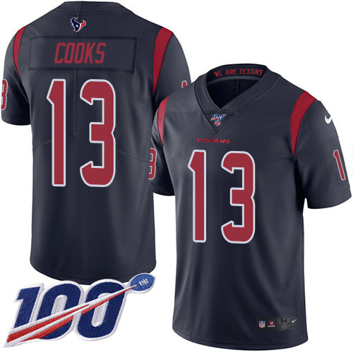 Texans #13 Brandin Cooks Navy Blue Youth Stitched Limited Rush 100th Season Jersey