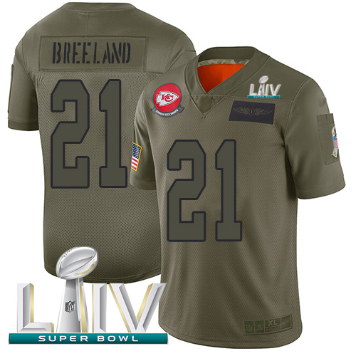 Kansas City Chiefs #21 Bashaud Breeland Camo Super Bowl LIV 2020 Youth Stitched Limited 2019 Salute To Service Jersey Youth