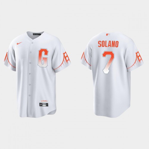 San Francisco San Francisco Giants #7 Donovan Solano Men's 2021 City Connect White Fan's Version Jersey Men's