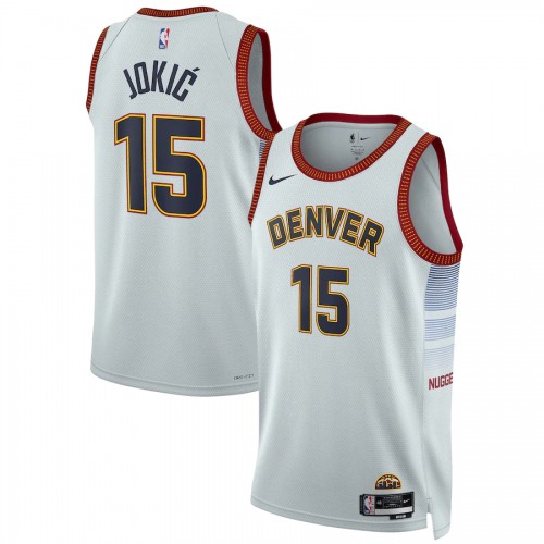 Denver Denver Nuggets #15 Nikola Jokic Unisex Silver 2022-23 Swingman Jersey - City Edition Mens