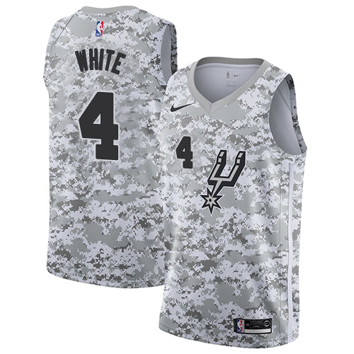 San Antonio Spurs #4 Derrick White White Camo Youth Swingman Earned Edition Jersey Youth