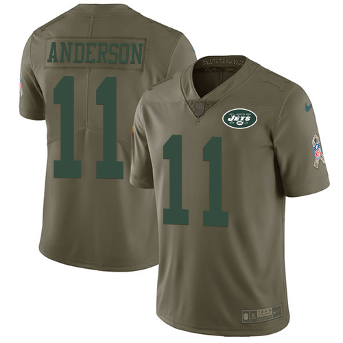 New York Jets #11 Robby Anderson Olive Men's Stitched Limited 2017 Salute To Service Jersey Men's