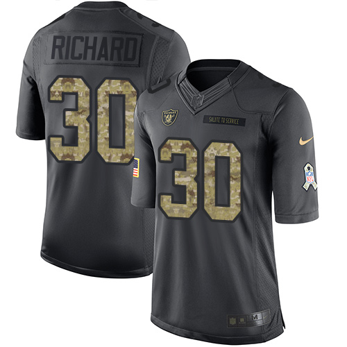 Las Vegas Raiders #30 Jalen Richard Black Men's Stitched Limited 2016 Salute To Service Jersey Men's