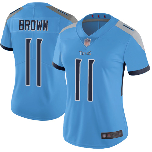 Tennessee Titans #11 A.J. Brown Light Blue Alternate Women's Stitched Vapor Untouchable Limited Jersey Womens