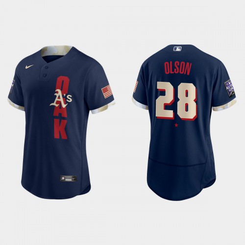 Oakland Oakland Athletics #28 Matt Olson 2021 All Star Game Authentic Navy Jersey Men's
