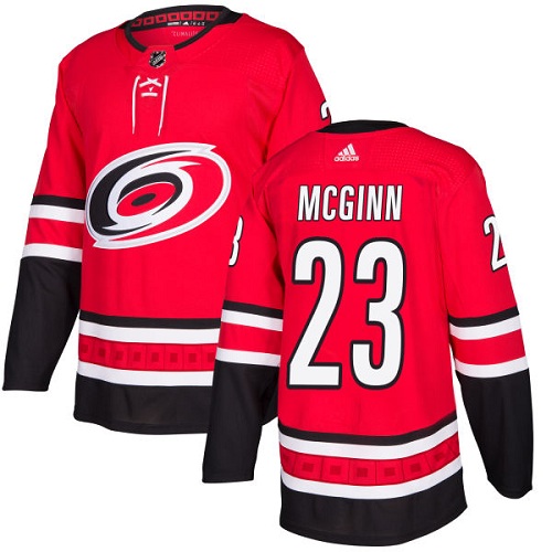 Adidas Carolina Hurricanes #23 Brock McGinn Red Home Authentic Stitched Jersey Men's