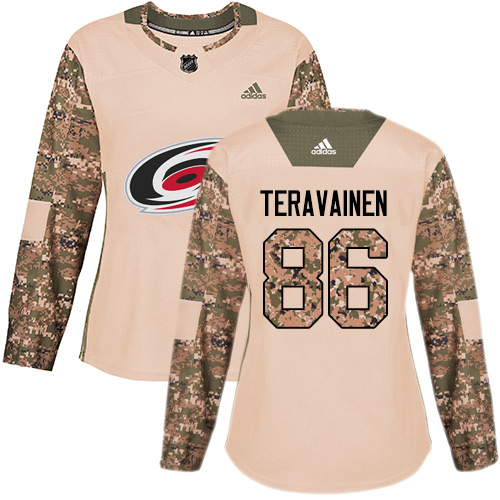 Adidas Carolina Hurricanes #86 Teuvo Teravainen Camo Authentic 2017 Veterans Day Women's Stitched Jersey Womens