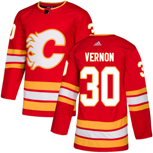 Adidas Calgary Flames #30 Mike Vernon Red Alternate Authentic Stitched Jersey Men's