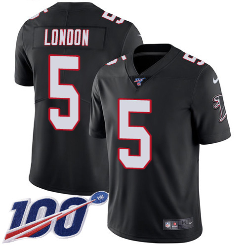 Falcons #5 Drake London Black Alternate Men's Stitched 100th Season Vapor Untouchable Limited Jersey