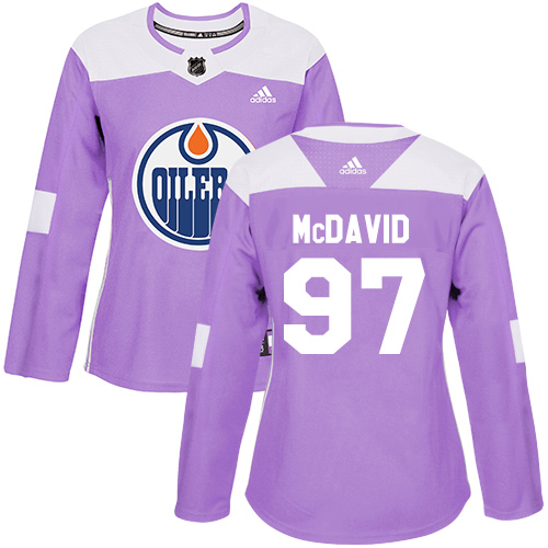 Adidas Edmonton Oilers #97 Connor McDavid Purple Authentic Fights Cancer Women's Stitched Jersey Womens