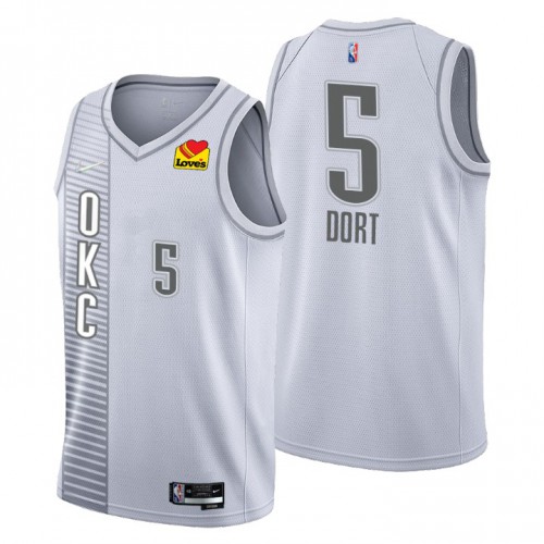 Oklahoma City Oklahoma City Thunder #5 Luguentz Dort Mens Gray 2021/22 Swingman Jersey - City Edition Mens