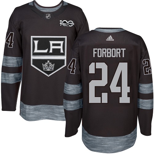 Adidas Los Angeles Kings #24 Derek Forbort Black 1917-2017 100th Anniversary Stitched Jersey Men's