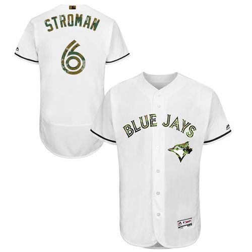 Toronto Blue Jays #6 Marcus Stroman White Flexbase Authentic Collection Memorial Day Stitched Jersey Men's