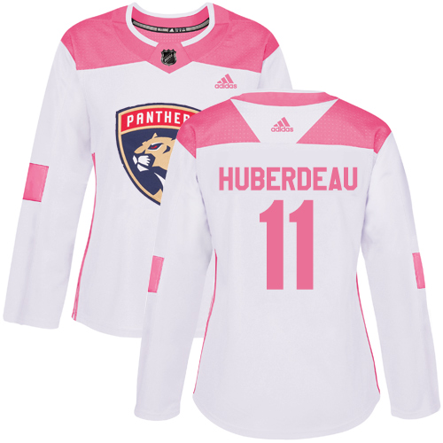 Adidas Florida Panthers #11 Jonathan Huberdeau White/Pink Authentic Fashion Women's Stitched Jersey Womens