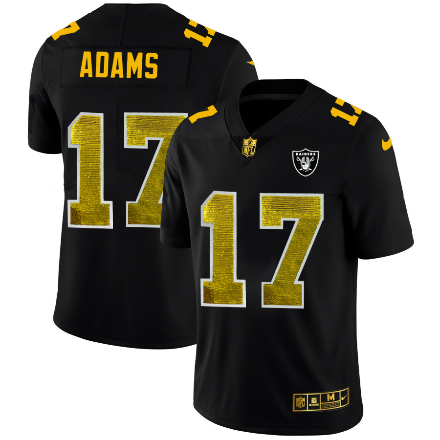 Las Vegas Raiders #17 Davante Adams Men's Black Golden Sequin Vapor Limited Jersey