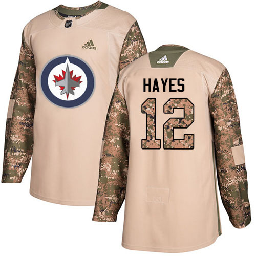 Adidas Winnipeg Jets #12 Kevin Hayes Camo Authentic 2017 Veterans Day Stitched Jersey Men's