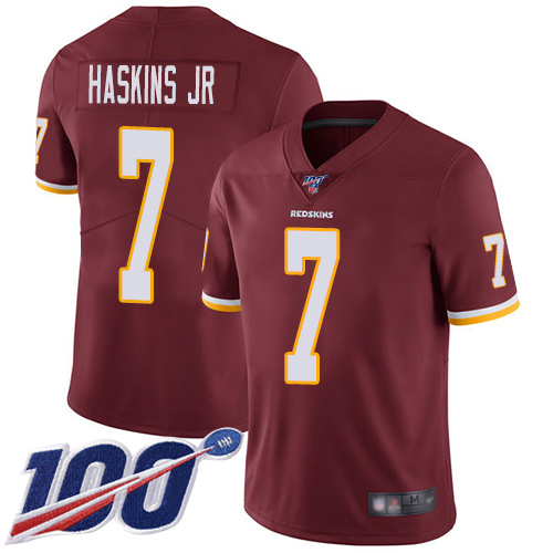 Washington Commanders #7 Dwayne Haskins Jr Burgundy Red Team Color Men's Stitched 100th Season Vapor Limited Jersey Men's